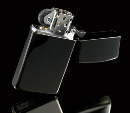 Zippo Slim Ebony Classic High Polish Black Finish, Genuine Lighter #28123