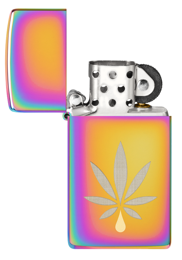 Zippo Slim Cannabis Leaf Laser Two-Tone, Multi Color Lighter #48670