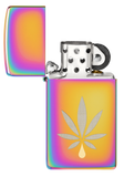 Zippo Slim Cannabis Leaf Laser Two-Tone, Multi Color Lighter #48670