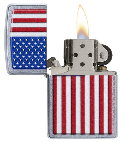 Zippo Patriotic Lighter, Street Chrome #29722