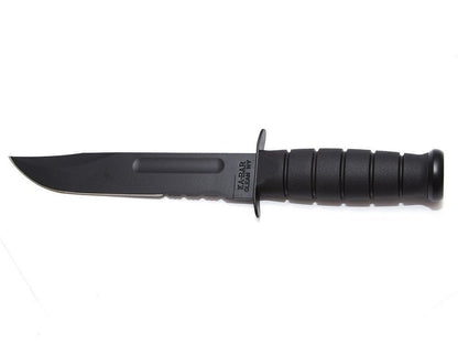 KA-BAR Fighting/Utility Knife, Black, Black Hard Sheath, Serrated Edge #1214