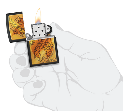 Zippo Mythological Dragon Design, Black Matte Lighter #48364