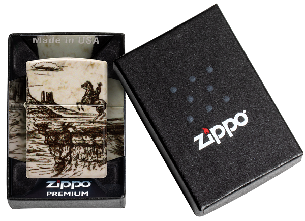 Zippo Wild West Cowboy Scene 540 Design, Matte Finish Lighter #48518