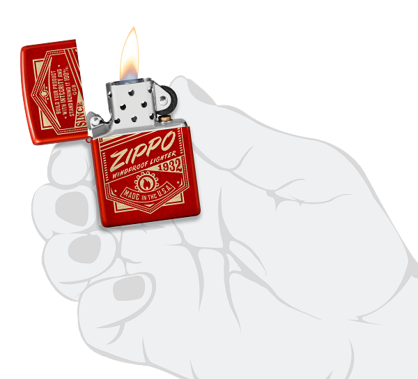 Zippo Retro Design, Metallic Red Laser Engraved Lighter #48620