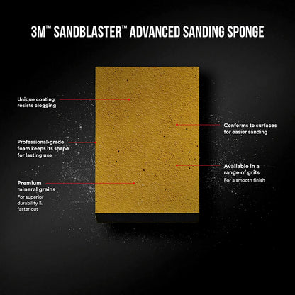 3M SandBlaster Advanced Sanding Sponge, 3.75"x2.5"x1" 320 grit #20907-320-3PK