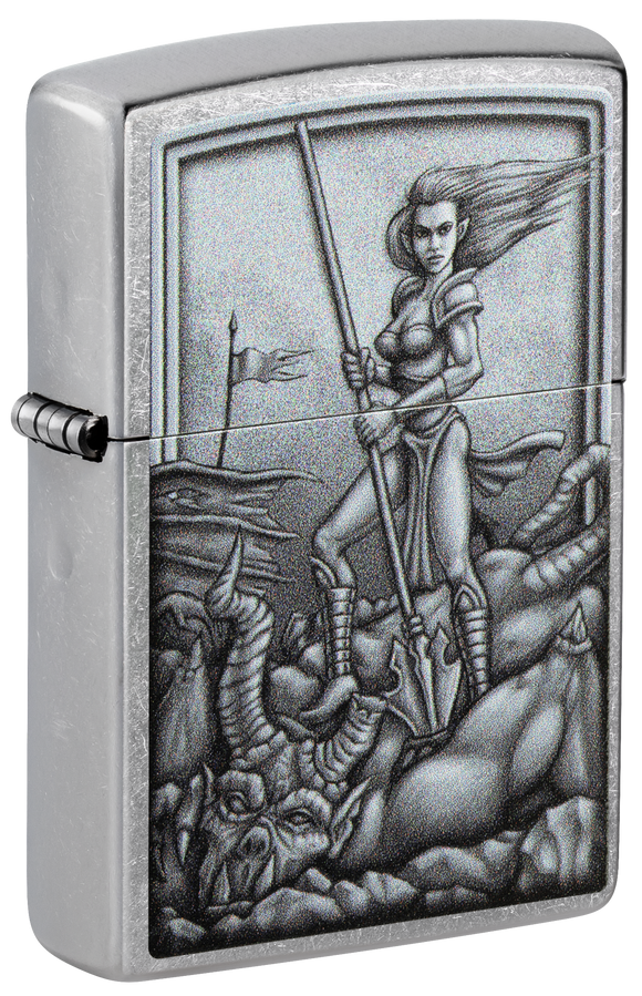 Zippo Mythological Warrior Design, Street Chrome Lighter #48371