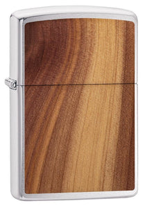 Zippo WOODCHUCK Cedar, 100% Real Wood, Brushed Chrome Windproof Lighter #29900