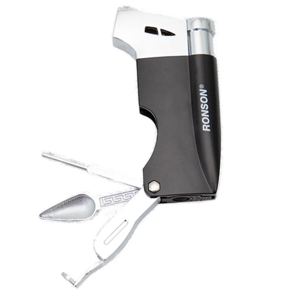 Ronson Cigar Lighter + Tools, Adjustable Flame, Refillable #41862