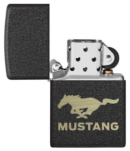 Zippo Ford Mustang Logo, Black Crackle Finish Lighter #49827