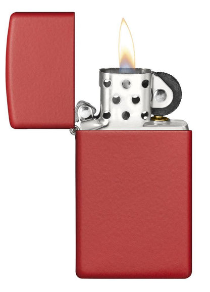 Zippo Slim Red Matte Windproof Lighter, Original Zippo Box, Made in USA #1633