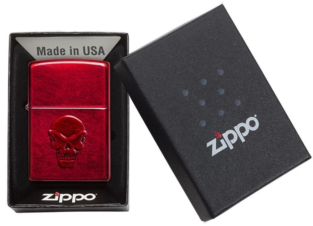 Zippo Doom, Red Skull 3D Stamp Candy Apple Red, Genuine Windproof Lighter #21186