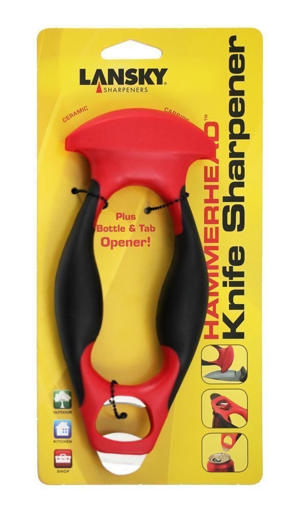 Lansky Hammerhead Knife Sharpener & Bottle Opener, Red, Carbide & Ceramic #HH01
