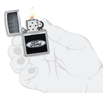 Zippo Ford Logo Design, Street Chrome Finish Lighter #48405