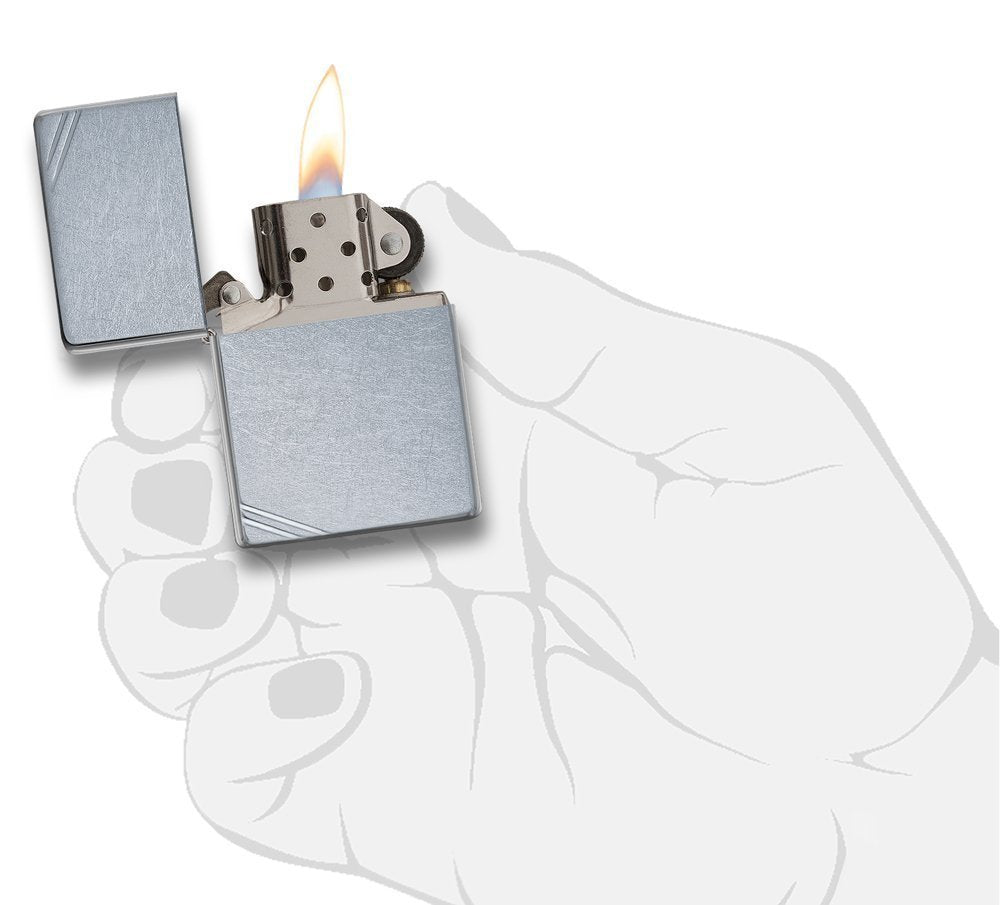 Zippo Vintage with Slashes Street Chrome Windproof Pocket