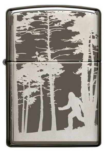 Zippo Sasquatch Bigfoot In The Woods 360 Laser Engraved Black Ice Lighter #49247