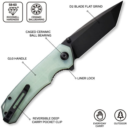 CIVIVI Brazen Knife, Black Blade + Natural G10 Handle #C2023E