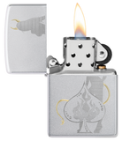 Zippo Casino and Woman Two-Tone Design, Satin Chrome Lighter #48658