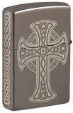 Zippo Spiritual Cross Laser Engrave Design, Black Ice Lighter #48614