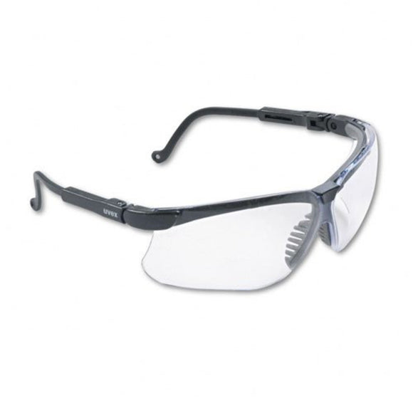 Uvex Genesis Safety Glasses, Black, Clear Lens, Ultra-Dura Anti-Scratch #S3200