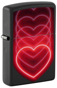 Zippo Pulsing Heart Black Light Design, Black Matte Lighter #48593