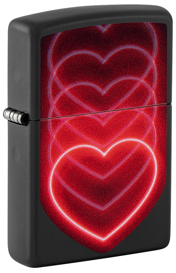 Zippo Pulsing Heart Black Light Design, Black Matte Lighter #48593