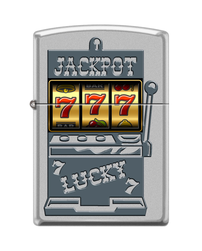 Zippo Lucky Seven Slot Machine Casino, Satin Chrome Lighter #205-095793