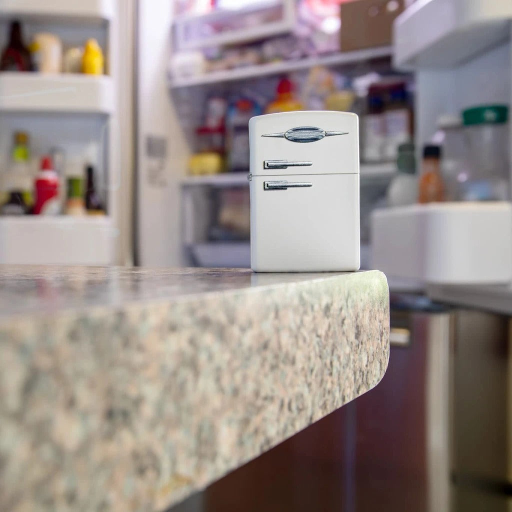 Zippo Retro Refrigerator, White Matte Finish Windproof Lighter #49636