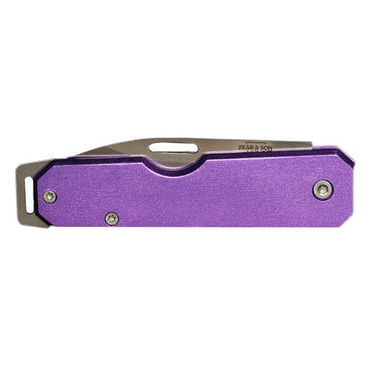 Bear & Son 110 Purple Lightweight Slip Joint Drop Point Knife Alum Handle #110PL