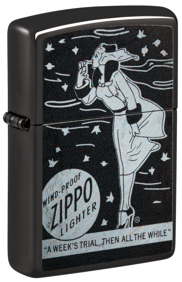 Zippo Windy Girl, High Polish Black Lighter #48456