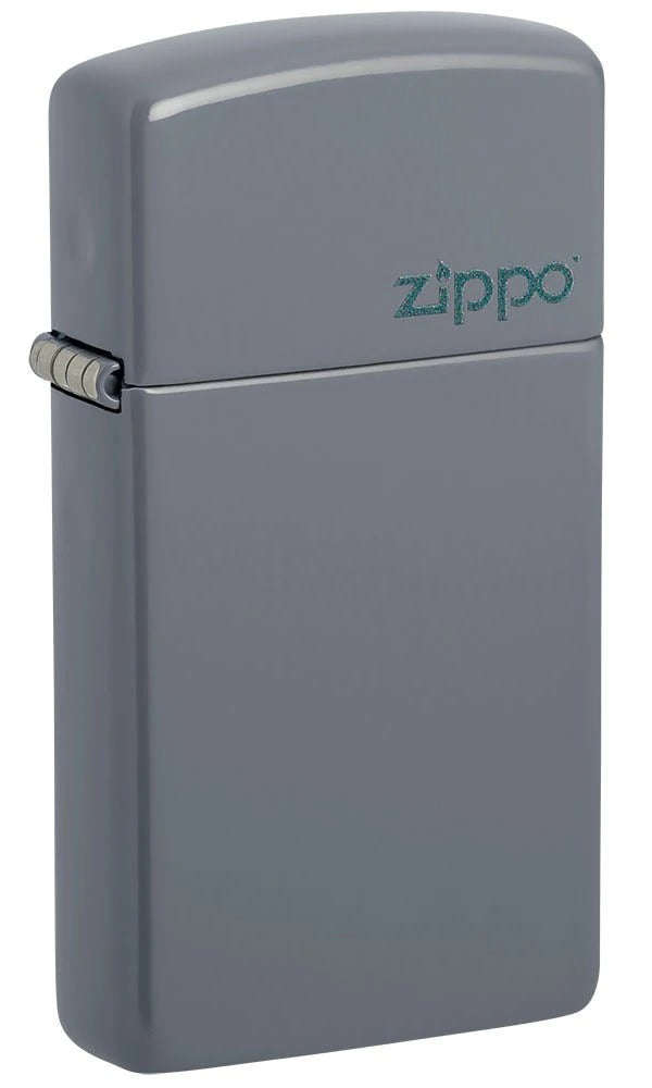 Zippo Slim Flat Grey Finish Base Model with Logo Windproof Lighter #49527ZL