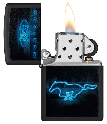 Zippo Ford Mustang Neon Design, Black Matte Lighter #48404