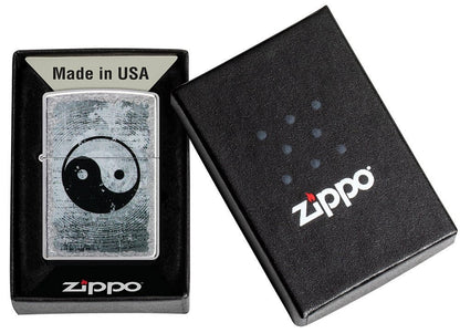 Zippo Yin Yang Order and Chaos Design, Street Chrome Finish Windproof Lighter #49772