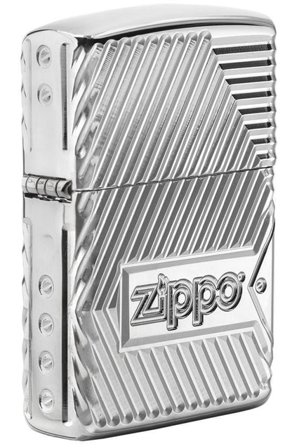 Zippo Bolts Design, 360º MultiCut Engraving, High Polish Chrome Lighter #29672