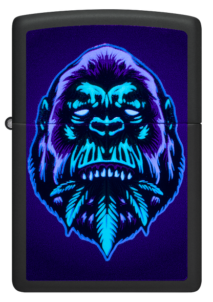 Zippo Cannabis Gorilla Black Light Design, Black Matte Lighter #48585