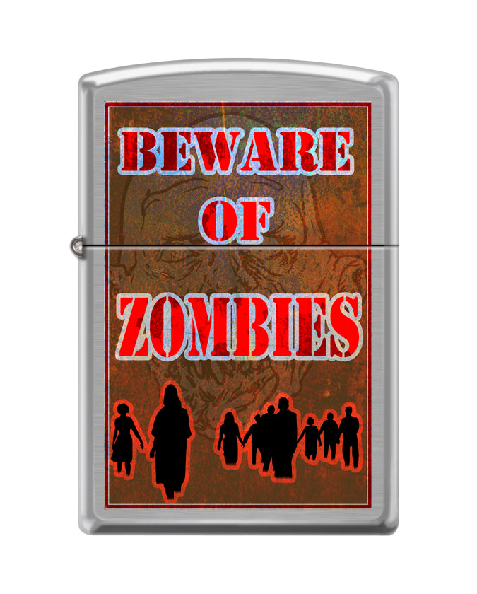 Zippo Beware of Zombies, Brushed  Chrome Lighter #200-095798