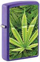 Zippo Cannabis Leaf Design, Textured Print, Purple Matte Windproof Lighter #49790