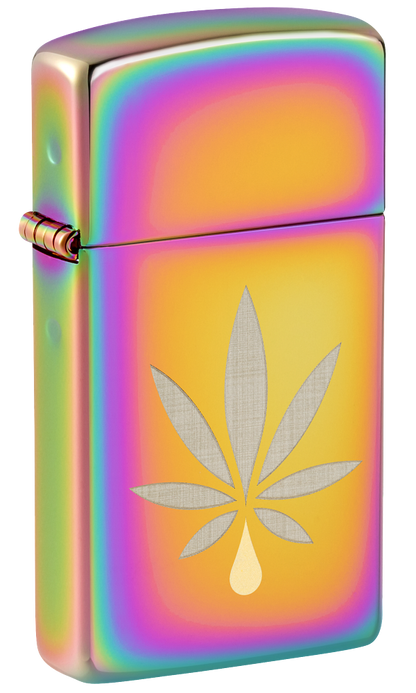 Zippo Slim Cannabis Leaf Laser Two-Tone, Multi Color Lighter #48670