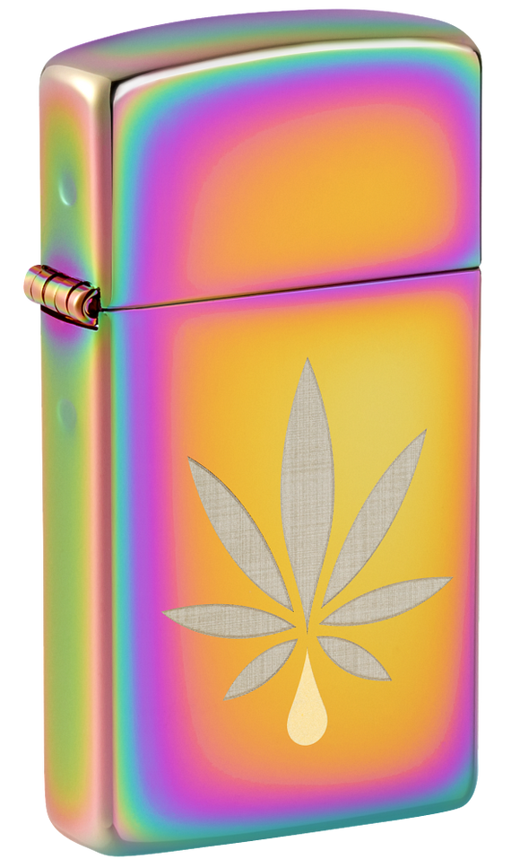 Zippo Slim Cannabis Leaf Laser Two-Tone, Multi Color Lighter #48670