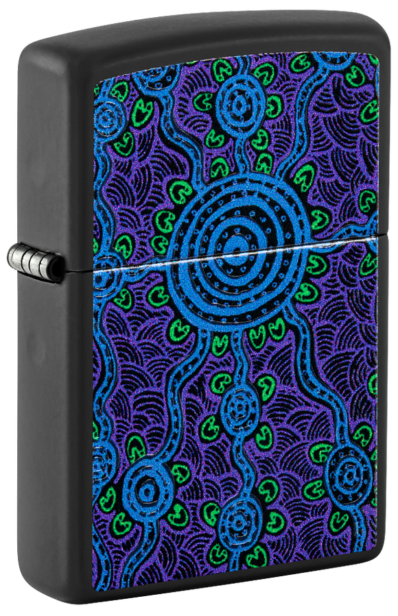 Zippo John Smith Gumbula Black Light Design, Black Matte Lighter #48625
