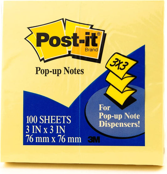 Post-it Dispenser Pop-up Notes, 3 in x 3 in, Canary Yellow #R330-YW