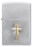 Zippo Sprirtual Cross Design, Satin Chrome Lighter #48581