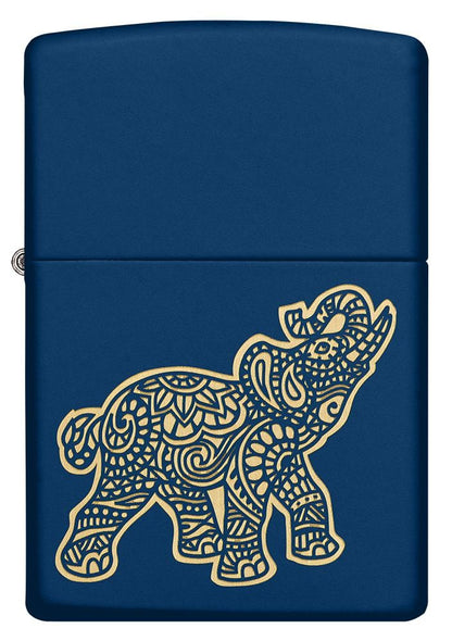 Zippo Lucky Indian Elephant Design, Navy Matte Windproof Lighter #49515