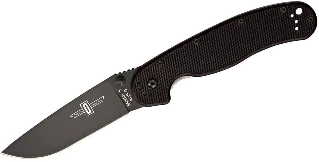 Ontario RAT Model 1 Folding Knife, Black 3.625" Blade, GFN Handle #8846BP