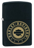 Zippo Harley Davidson Gold Logo Engraved, Black Matte Windproof Lighter #49197