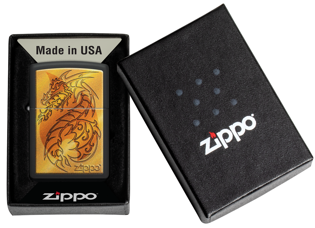 Zippo Mythological Dragon Design, Black Matte Lighter #48364