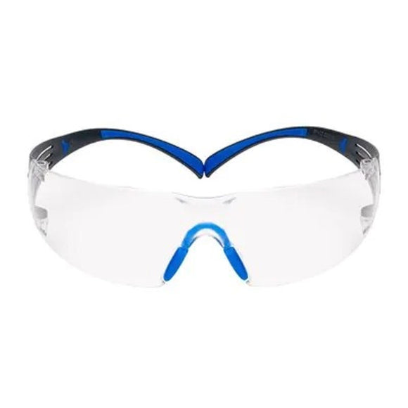 3M SecureFit Safety Glasses, Blue/Gray, Clear Anti-fog Lens #SF401SGAF-BLU