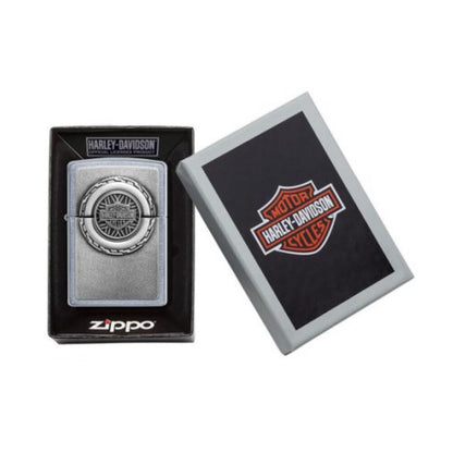 Zippo Harley Davidson Motorcycle Wheel Emblem, Genuine Windproof Lighter #49175