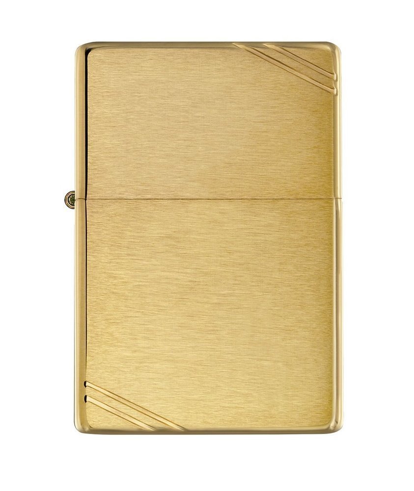 Zippo Vintage Brushed Brass With Slashes, Rounded Corners, Genuine Lighter #240