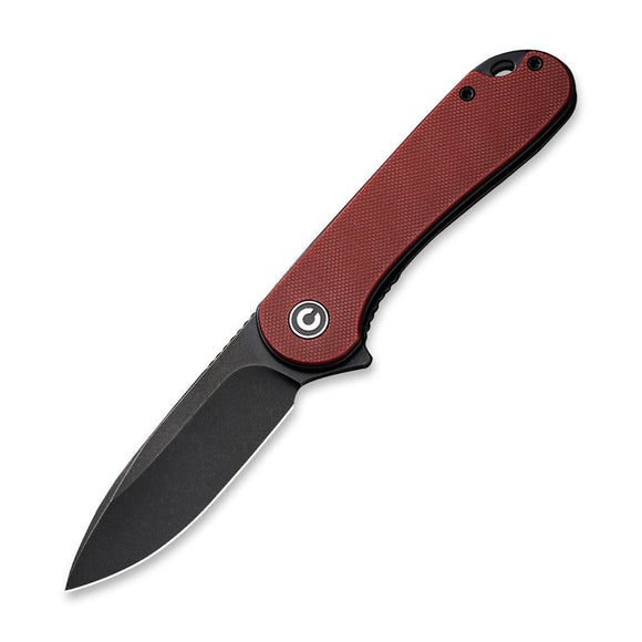 CIVIVI Elementum Knife, Burgundy G10 Handle, Black Stonewashed Blade #C907A-1