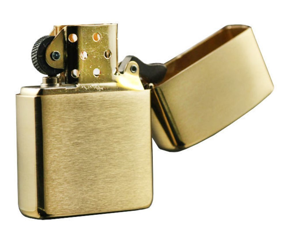 Zippo Armor Lighter, Brushed Brass, Heavy Wall Case #168